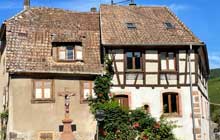village of ribeauville, entrance gate to the alsace walking trails